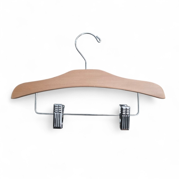 Set of 15 Wooden Clothes Hangers with Clips – 12” Closet Organization Storage - Picture 1 of 2